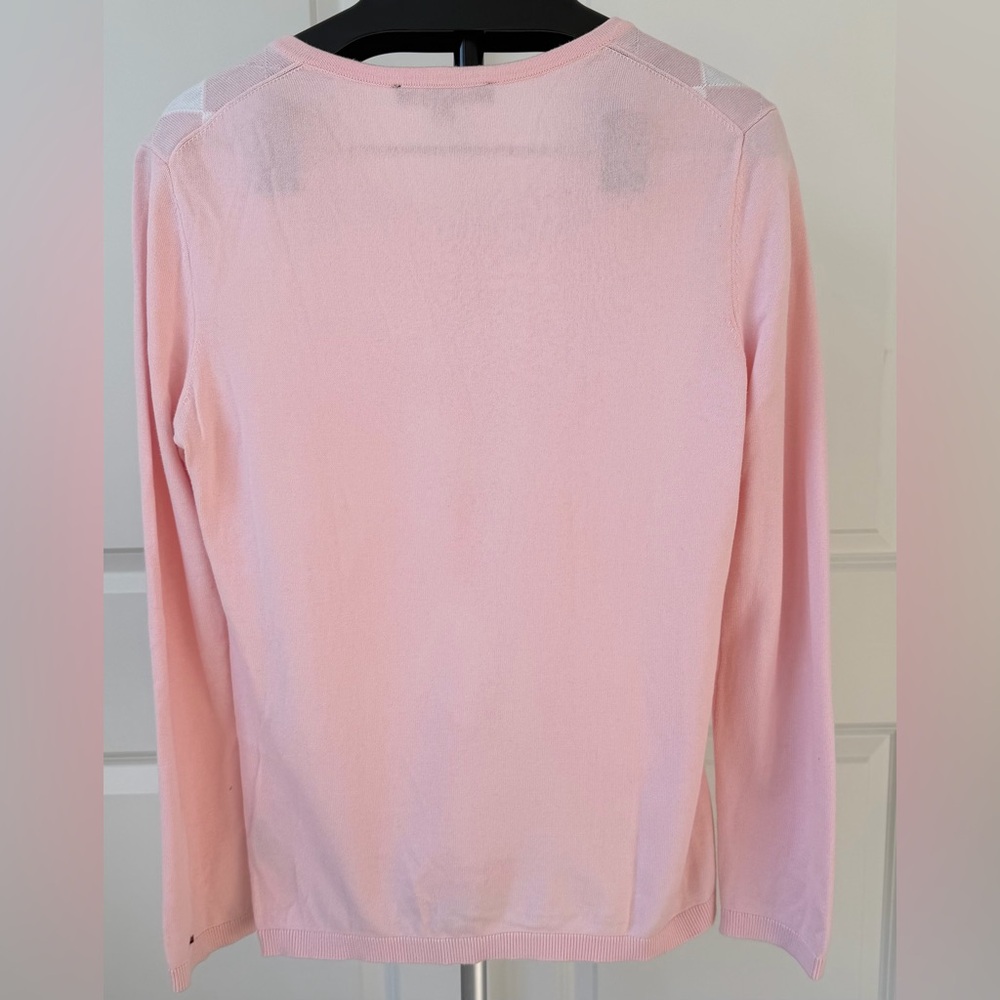 Tommy Hilfiger Light Pink and White Argyle V-Neck Sweater - Picture 5 of 5